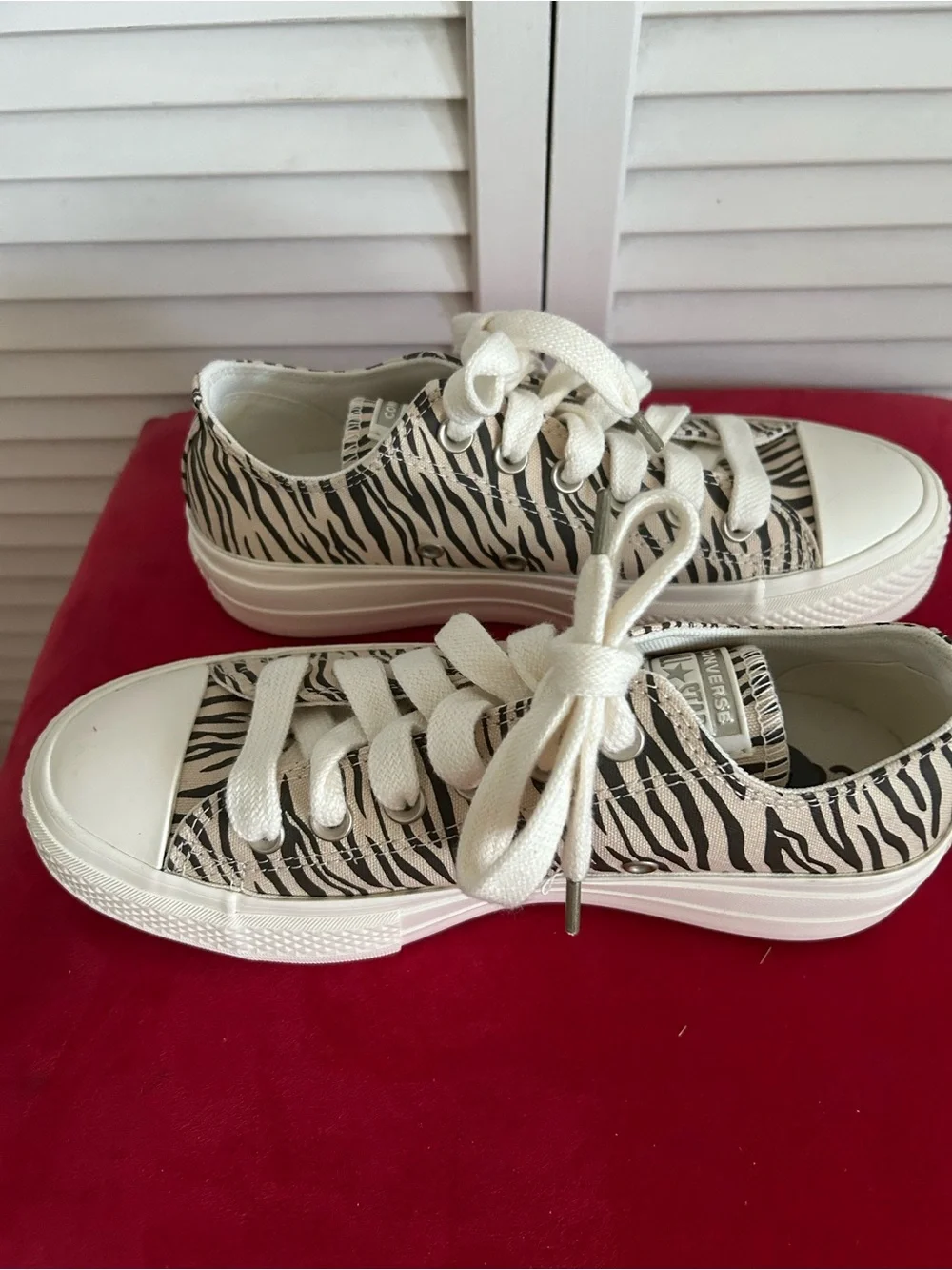 Converse Women’s Chuck Taylor Zebra Print Low Top Sneakers - Cream/Black-7